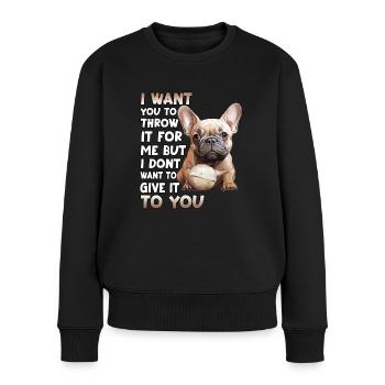 Frenchie Dog Lover Bouledogue français - Pull Premium bio Femme - noir - Devant - Julia (174cm)
