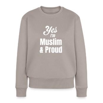 Mein Recht, Meine Stimme, Mein Hijab, Meine Wahl, - Frauen Premium Bio Pullover - Taupe - Vorne - Julia (174cm)