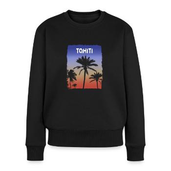 Tahiti Polynésie Coucher De Soleil Vacances Souvenir Palm - Pull Premium bio Femme - noir - Devant - Julia (174cm)