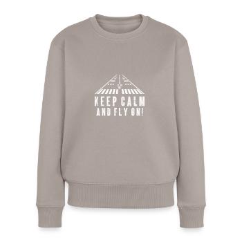 Landebahn Luftfahrt Piloten Spruch - Frauen Premium Bio Pullover - Taupe - Vorne - Julia (174cm)