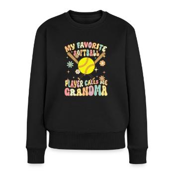 Softball-Oma - Frauen Premium Bio Pullover - Schwarz - Vorne - Julia (174cm)