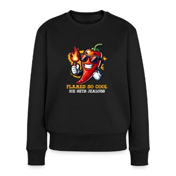 Amateur de cuisine épicée par le chef des Chili Peppers - Pull Premium bio Femme - noir - Devant - Julia (174cm)