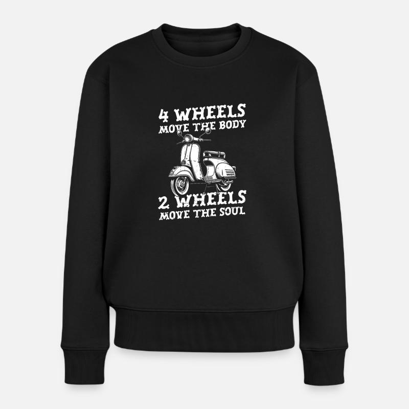Motorroller - Frauen Premium Bio Pullover - Schwarz