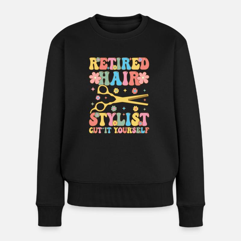 Groovy Friseur - Frauen Premium Bio Pullover - Schwarz
