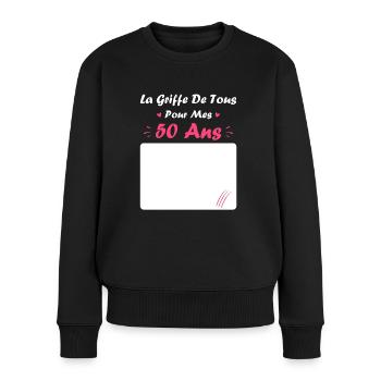 la griffe de tous pour mes 50 Ans - Pull Premium bio Femme - noir - Devant - Julia (174cm)
