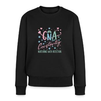 CNA Nursing Quotes Funny Nurse Lovers Cute CNA - Frauen Premium Bio Pullover - Schwarz - Vorne - Julia (174cm)