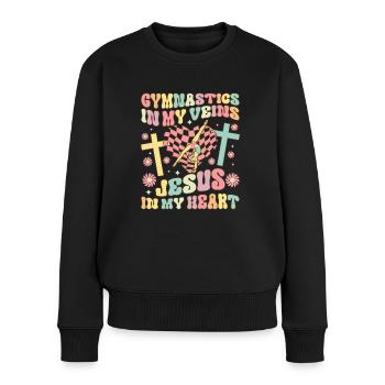 Groovy Cartwheel - Women's Premium Organic Jumper - black - Front - Julia (174cm)