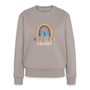 Autismus Neurodiversität - Frauen Premium Bio Pullover - Taupe - Vorne - Julia (174cm)