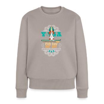SUP paddleboarding Stand Up Paddle Hunde Yoga - Frauen Premium Bio Pullover - Taupe - Vorne - Julia (174cm)