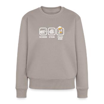 Schere, Stein, Paar, Bier - das perfekte Outfit - Frauen Premium Bio Pullover - Taupe - Vorne - Julia (174cm)