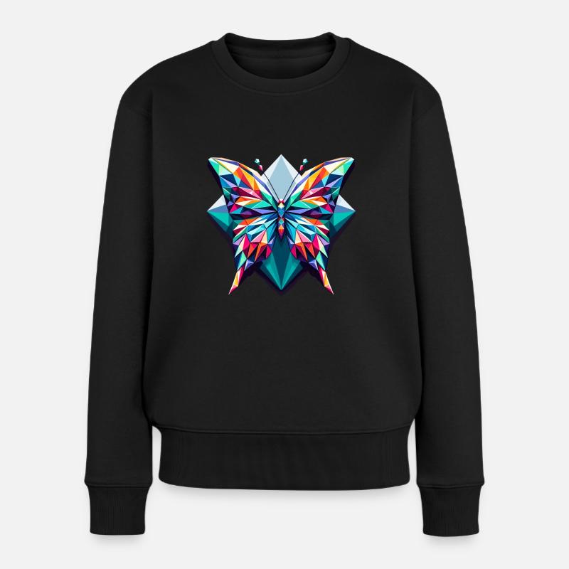 Papillon dans l’illustration polygonale - Pull Premium bio Femme - noir