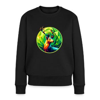 Hirsch - Frauen Premium Bio Pullover - Schwarz - Vorne - Julia (174cm)