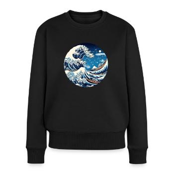 Große Welle The Great Wave Kanagawa - Women's Premium Organic Jumper - black - Front - Julia (174cm)