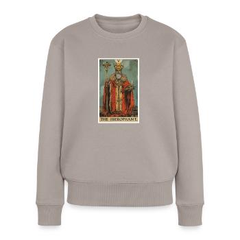 Tarotkarte The Hierophant Der Hierophant - Frauen Premium Bio Pullover - Taupe - Vorne - Julia (174cm)