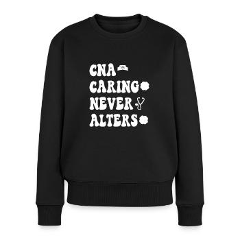 CNA Nursing Quotes Certified Nurse Assistant Gifts - Frauen Premium Bio Pullover - Schwarz - Vorne - Julia (174cm)