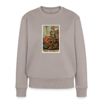Cartes de tarot Carte de tarot Le char Le chariot - Pull Premium bio Femme - taupe - Devant - Julia (174cm)