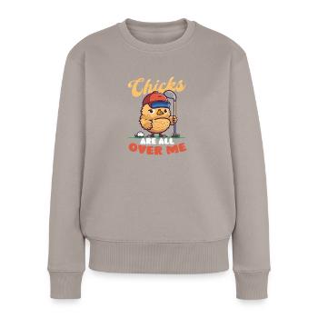 Golf Poussins de Pâques partout sur moi - Pull Premium bio Femme - taupe - Devant - Julia (174cm)