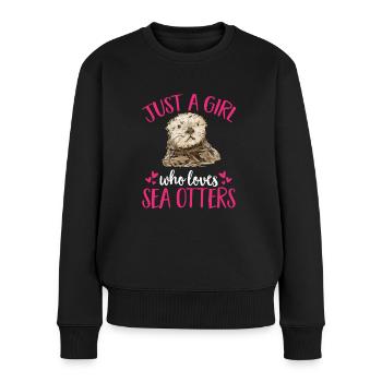 Seeotter - Frauen Premium Bio Pullover - Schwarz - Vorne - Julia (174cm)