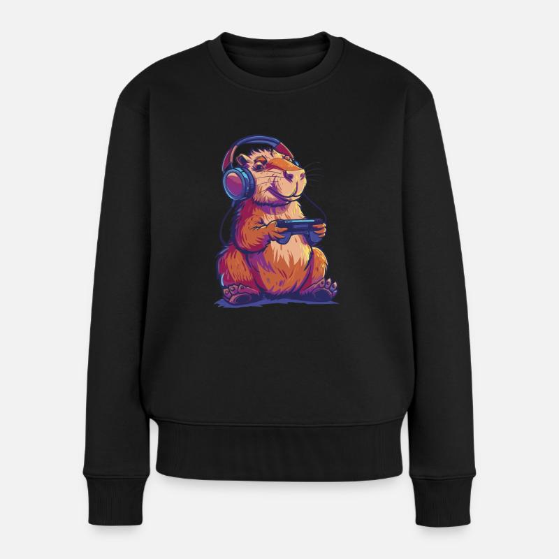 Capybara Videospiel - Frauen Premium Bio Pullover - Schwarz