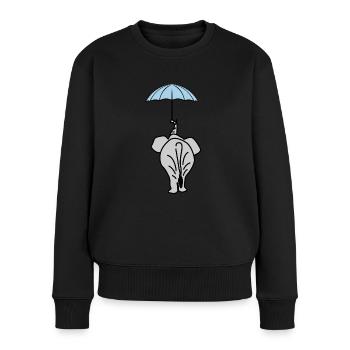 Elephant with Umbrella Elephants - Frauen Premium Bio Pullover - Schwarz - Vorne - Julia (174cm)