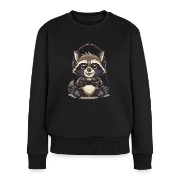 Waschbär Videospiel - Frauen Premium Bio Pullover - Schwarz - Vorne - Julia (174cm)