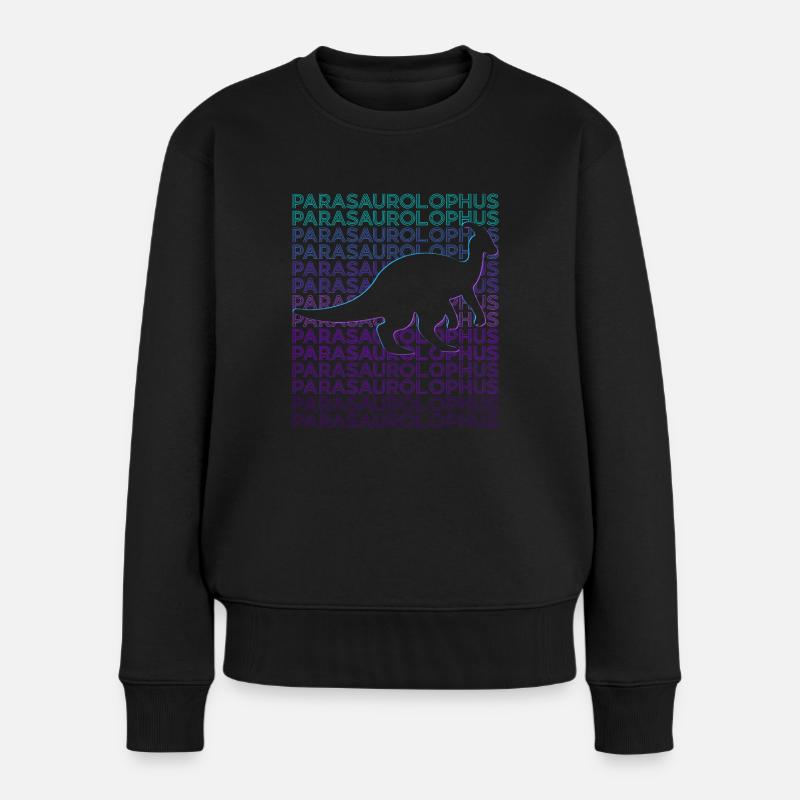 Parasaurolophus Dinosaurier Retro - Frauen Premium Bio Pullover - Schwarz