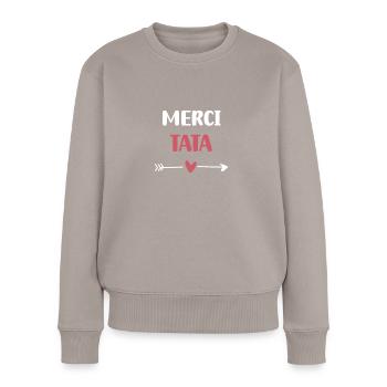 Danke Tante Herz Geschenk Tante - Frauen Premium Bio Pullover - Taupe - Vorne - Julia (174cm)
