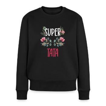 Super Tante Blumen Geschenk Tante - Frauen Premium Bio Pullover - Schwarz - Vorne - Julia (174cm)