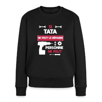 DIY Tante DIY Tante Humor - Frauen Premium Bio Pullover - Schwarz - Vorne - Julia (174cm)