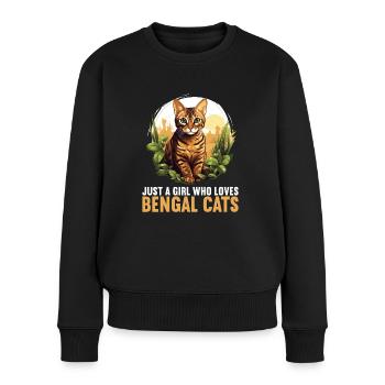 Bengal Cat Bengalkatze - Frauen Premium Bio Pullover - Schwarz - Vorne - Julia (174cm)