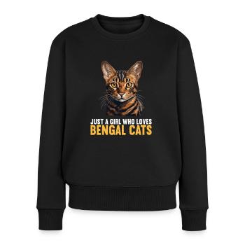 Bengal Cat Bengalkatze - Frauen Premium Bio Pullover - Schwarz - Vorne - Julia (174cm)