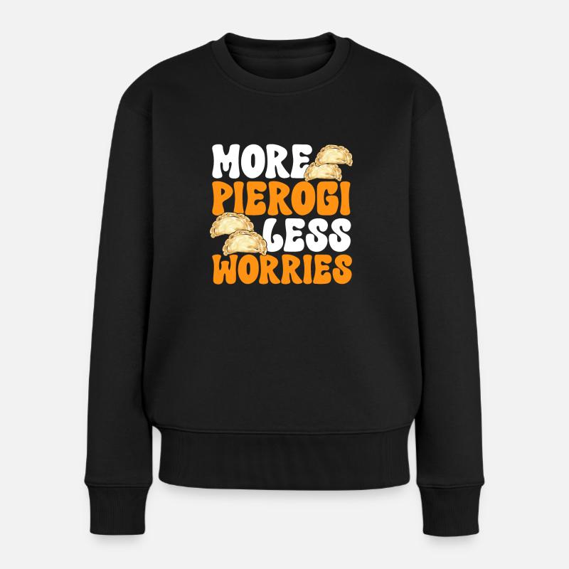 Polnisches Essen Pierogi - Frauen Premium Bio Pullover - Schwarz