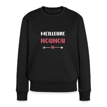 meilleure nounou coeur - Pull Premium bio Femme - noir - Devant - Julia (174cm)