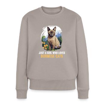 Burmese Cat Burma Katze - Frauen Premium Bio Pullover - Taupe - Vorne - Julia (174cm)