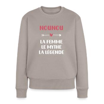 Nanny-Mythos-Legende - Frauen Premium Bio Pullover - Taupe - Vorne - Julia (174cm)