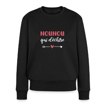 nounou qui déchire coeur - Pull Premium bio Femme - noir - Devant - Julia (174cm)