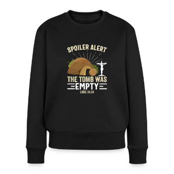 Spoiler Grabstätte war lerr Lustiger Oster Spruch - Frauen Premium Bio Pullover - Schwarz - Vorne - Julia (174cm)