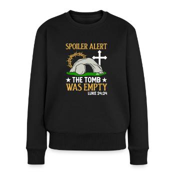 Spoiler Grabstätte war lerr Lustiger Oster Spruch - Frauen Premium Bio Pullover - Schwarz - Vorne - Julia (174cm)