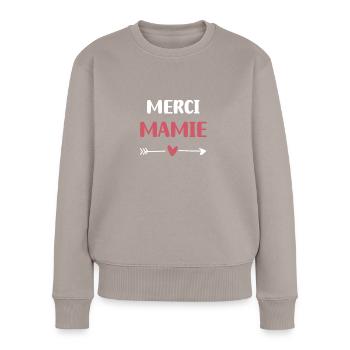 Danke Oma Herz Oma - Frauen Premium Bio Pullover - Taupe - Vorne - Julia (174cm)