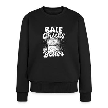 Farmer Foin Paille Paille Balle de foin - Pull Premium bio Femme - noir - Devant - Julia (174cm)