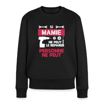 Oma DIY Oma DIY Oma - Frauen Premium Bio Pullover - Schwarz - Vorne - Julia (174cm)