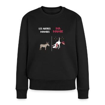 Oma Einhorn Lustiger Humor Oma - Frauen Premium Bio Pullover - Schwarz - Vorne - Julia (174cm)