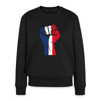 Patriotisches Frankreich - Frauen Premium Bio Pullover - Schwarz - Vorne - Julia (174cm)