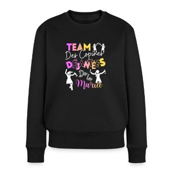 EVJF - TEAM des copines Déjantées de la mariée - Pull Premium bio Femme - noir - Devant - Julia (174cm)