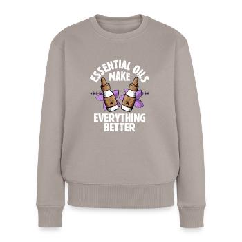 Essential Oils Make Everything Better Natural Heal - Women's Premium Organic Jumper - taupe - Front - Julia (174cm)
