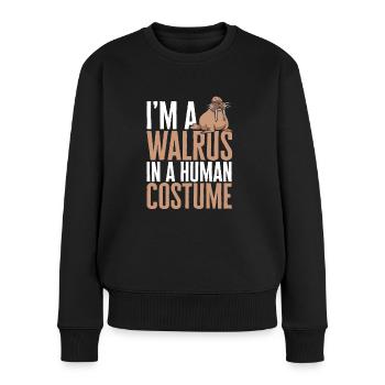 Walross - Frauen Premium Bio Pullover - Schwarz - Vorne - Julia (174cm)