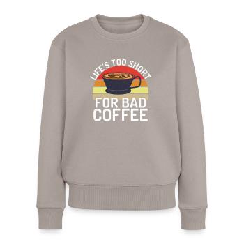 Coffee Gifts - Frauen Premium Bio Pullover - Taupe - Vorne - Julia (174cm)