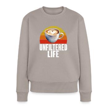 Coffee Gifts - Frauen Premium Bio Pullover - Taupe - Vorne - Julia (174cm)