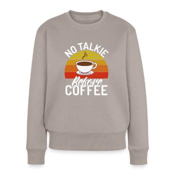 Coffee Gifts - Frauen Premium Bio Pullover - Taupe - Vorne - Julia (174cm)