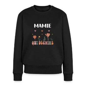 Granny Tearing Flowers Boho Grandma - Women's Premium Organic Jumper - black - Front - Julia (174cm)